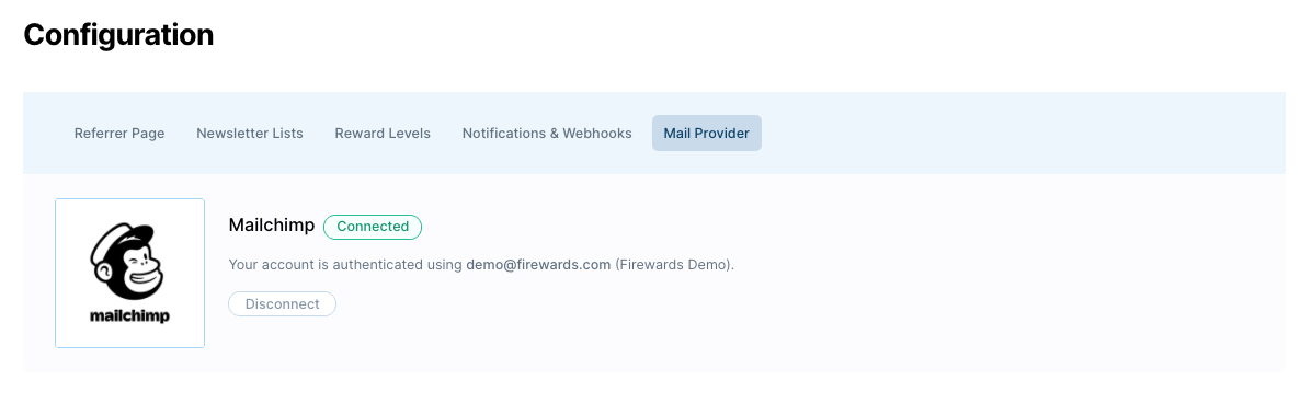 Firewards Friend Referral Campaign - Connected to Mailchimp